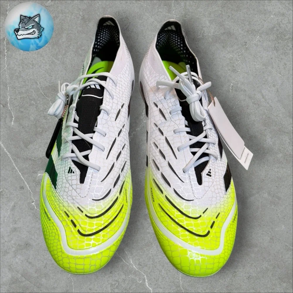 Men's Adidas Predator Elite SG White Green Soccer Cleats JI1067 Size 6.5
